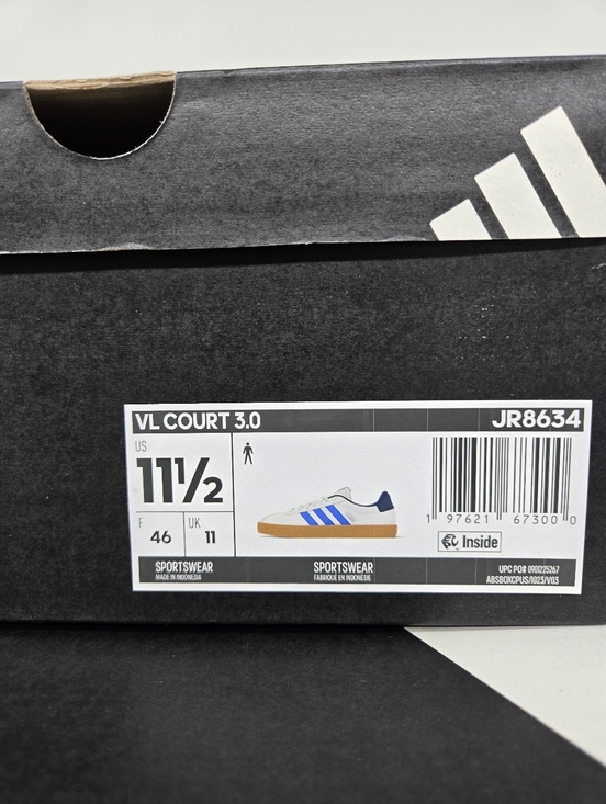 Adidas Mens VL Court 3.0 JR8634 Core White Bright Royal Dark Blue Shoe Size 11.5 main image 6